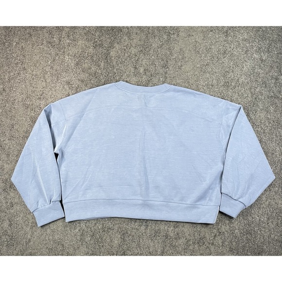 Lululemon Softstreme Perfectly Oversized Cropped Crew Sweatshirt Blue Womens 10 - Picture 2 of 7